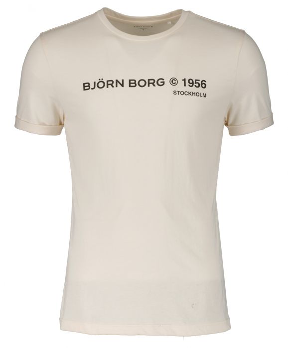 Boodschapper Bejaarden Het kantoor Björn Borg t-shirt - slim fit - creme | Herenkleding