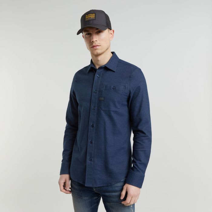 G Star overhemd slim fit blauw XL