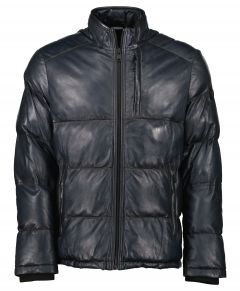 Donders leren jack lang - modern fit - blauw